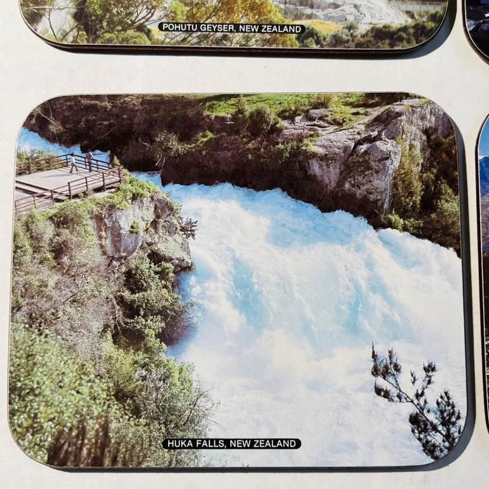 Jason Coasters New Zealand Set of 6 Mats National Parks Falls Photo Cork Back